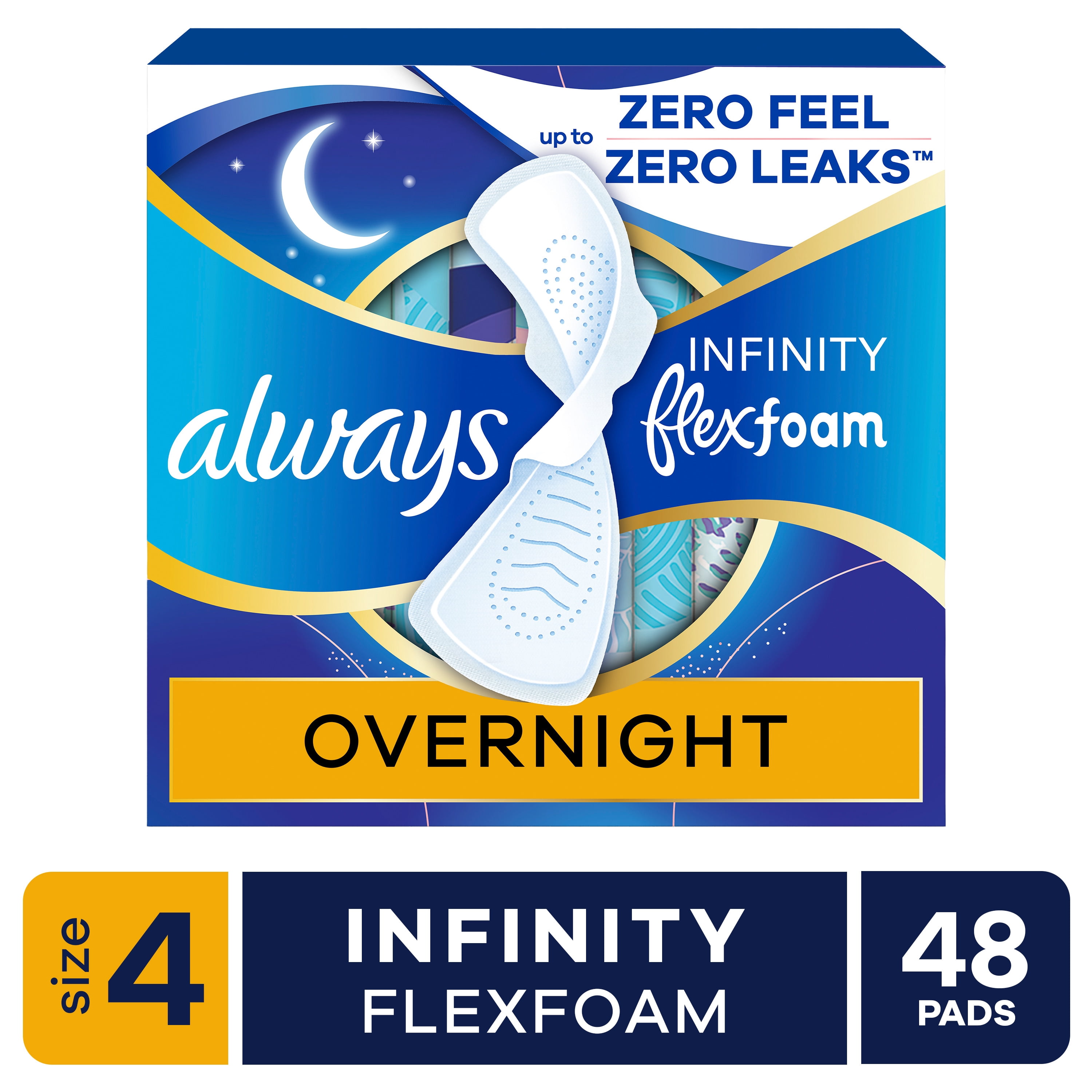 Always, Feminine Pads, Size 2, with Wings, Unscented - Walmart.com