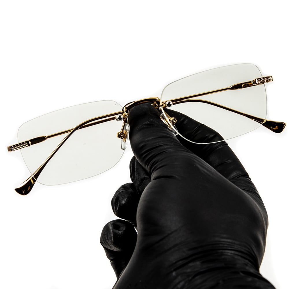Rimless Luxury Hip Hop Men's Gem Cut Blue Tint Gold Frame Rectangle Sunglasses - Walmart Supplies