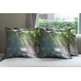 thumbnail image 6 of Ambesonne Nature Throw Pillow Cover 4 Pack, Jungle Sunlight Trees, 18", Green White, 6 of 7