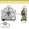 thumbnail image 2 of HiCFM 7800 CFM 24 inch High Velocity Internal Oscillating Barrel Floor Fan with Powerful 1/4 Motor, 9ft Power Cord for Workshop, Garage, Commercial or Industrial rooms - UL Safety Listed, 2 of 7