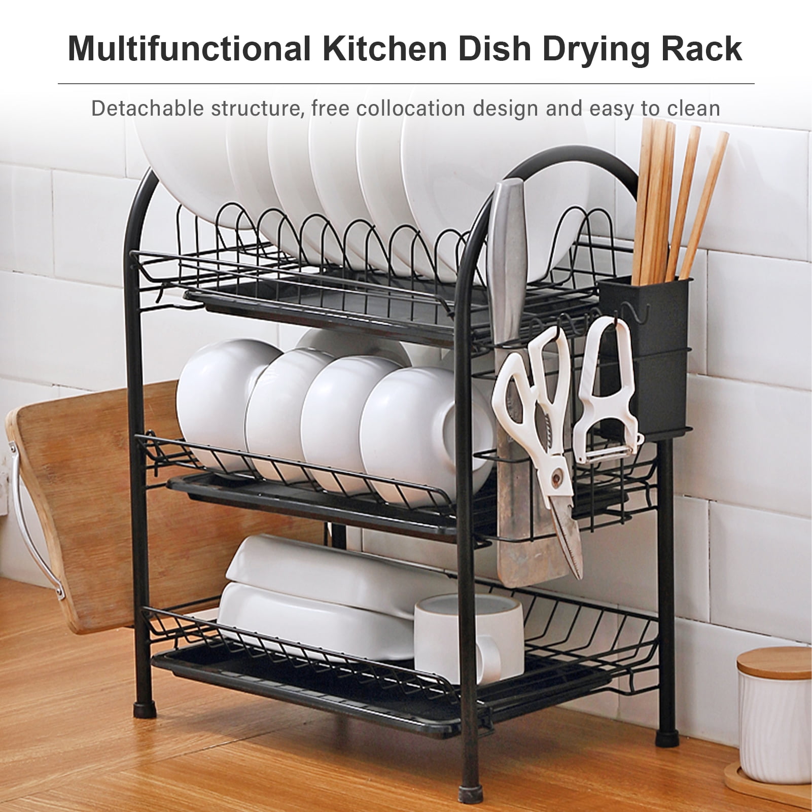 Dish Drying Rack Tier Dish Rack Steel with Removable Drain