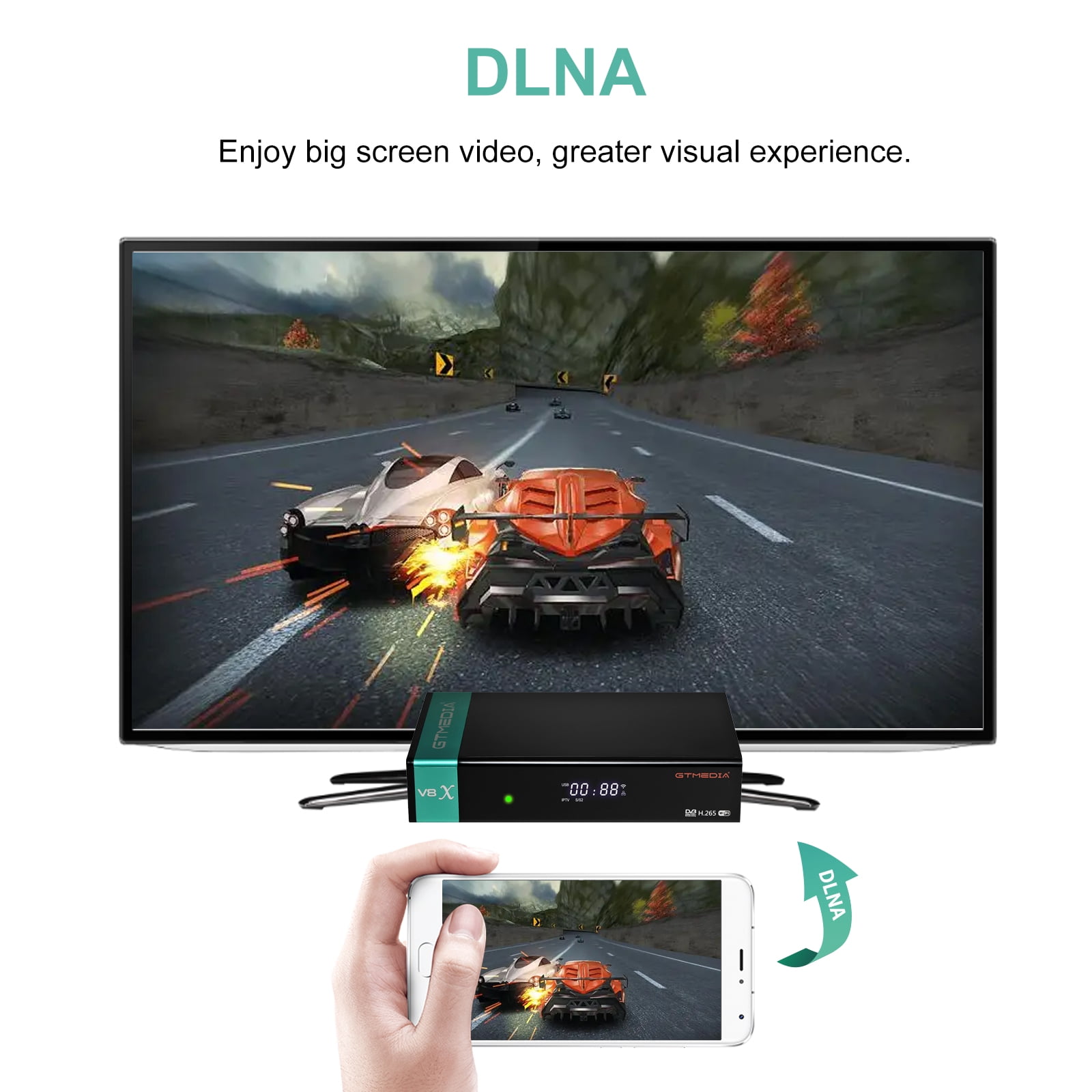 GT Media V8X Digital Satellite Receiver, DVB-S/S2/S2X HD 1080P Free to Air TV Decoder Built in WiFi FTA Sat Decoder