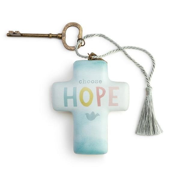 Demdaco Choose Hope Dove Sky Blue 4.5 x 3.5 Resin Stone Artful Cross Token