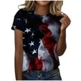thumbnail image 2 of Patriotic T Shirts for Women Patriotic T Shirt for Women American Flag Shirts Red White and Blue Women Tops 4th of July Tee Women's Independence Day Printed Round Neck Short Sleeved T-Shirt Top, 2 of 4