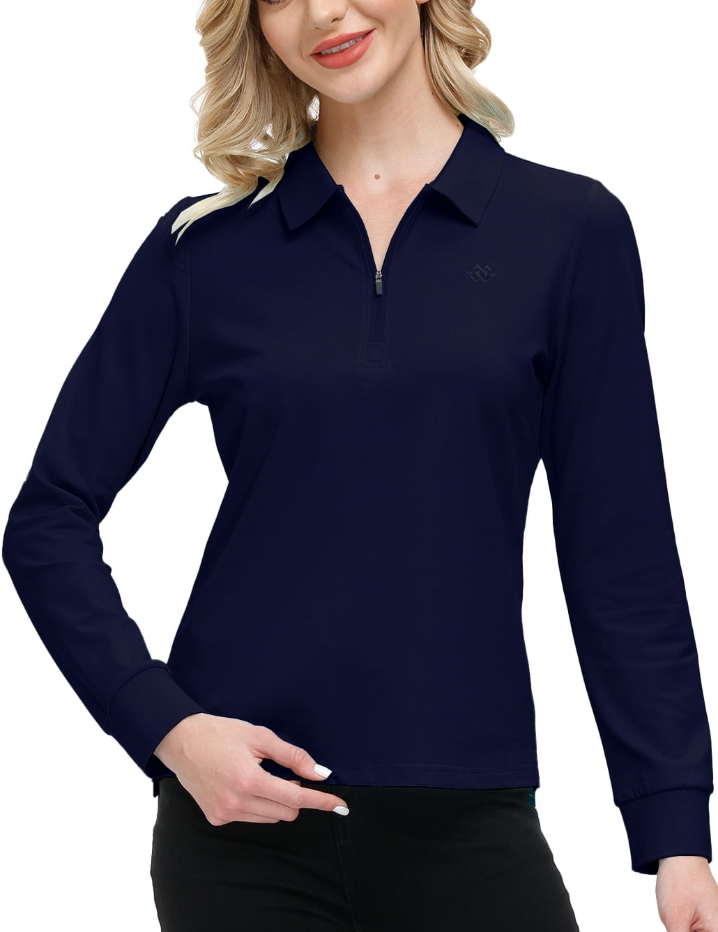 Mofiz Women's Golf Polo Shirt Long Sleeves Zip Up Sport Active Shirts