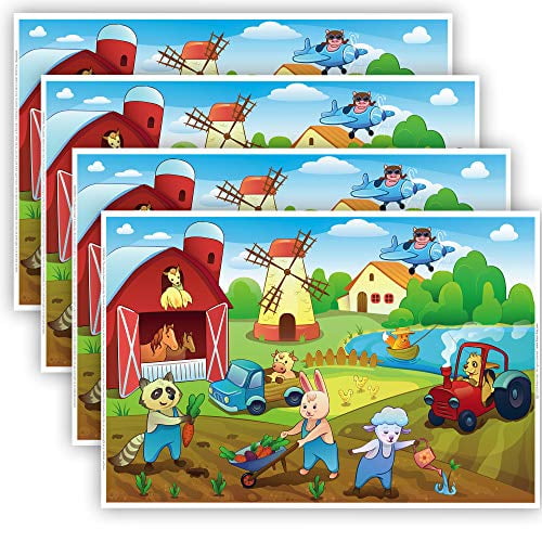 Farm Animals Disposable Placemats for Kids That Stick Baby Eating