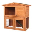 thumbnail image 3 of Pefilos 40" Wooden Pet Rabbit Hutch Triangle Roof Waterproof Bunny House Small Poultry Cage, Orange, 3 of 17