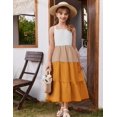 thumbnail image 6 of Arshiner Girl's Sundresses Summer Boho Strap Tiered Cami Maxi Dresses with Pockets, 6 of 6
