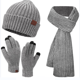 thumbnail image 1 of Bufanda larga de las mujeres del sombrero del cráneo del guante de la pantalla táctil de la bufanda larga del sombrero caliente que hace punto del invierno de las mujeres, 1 of 7