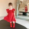 thumbnail image 4 of Kids Girls Princess Tutu Dress Baby Ruffle Sleeve Birthday Party Prom Casual Dresses, 4 of 7