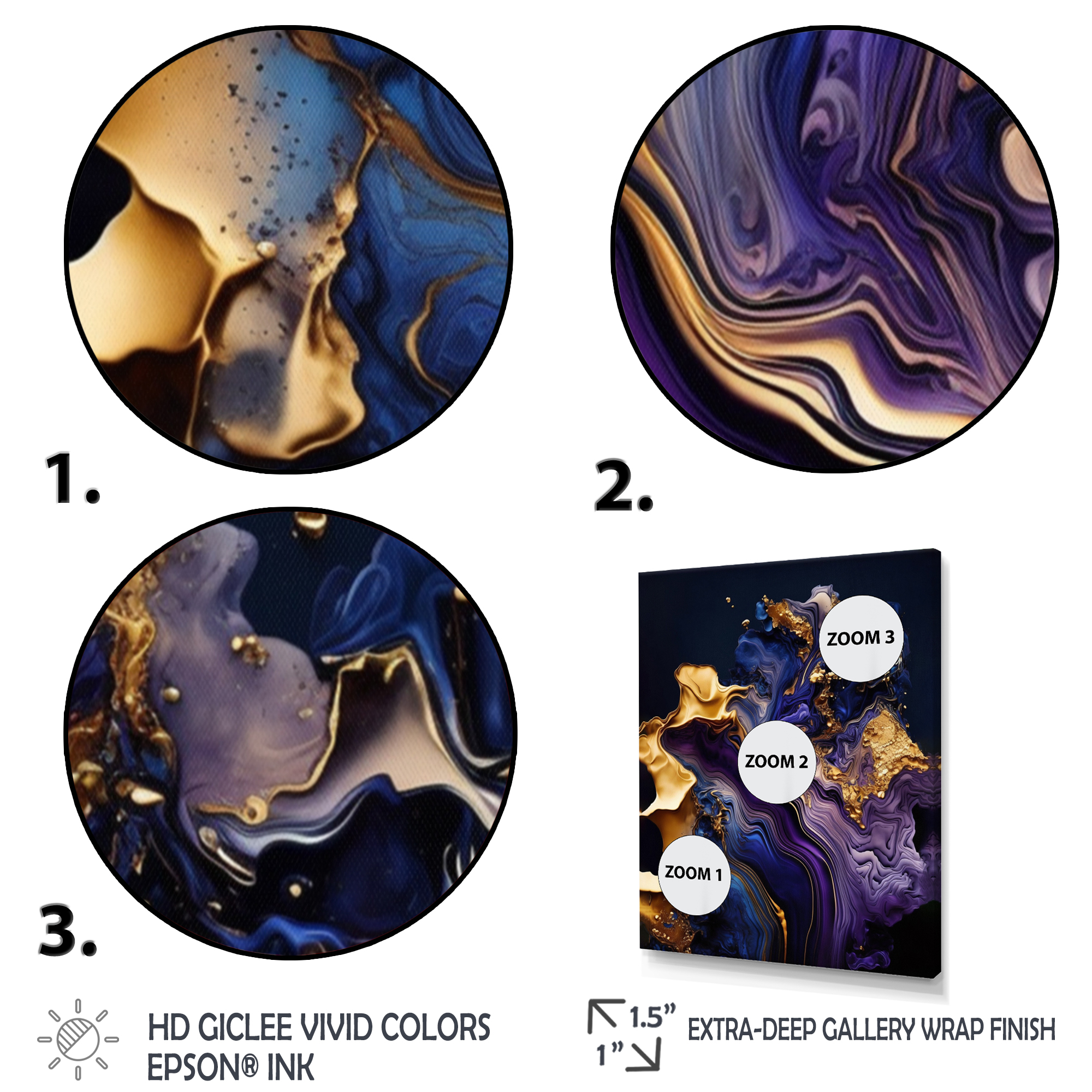 Designart Abstract Marble Geode Purple I Canvas Wall Art
