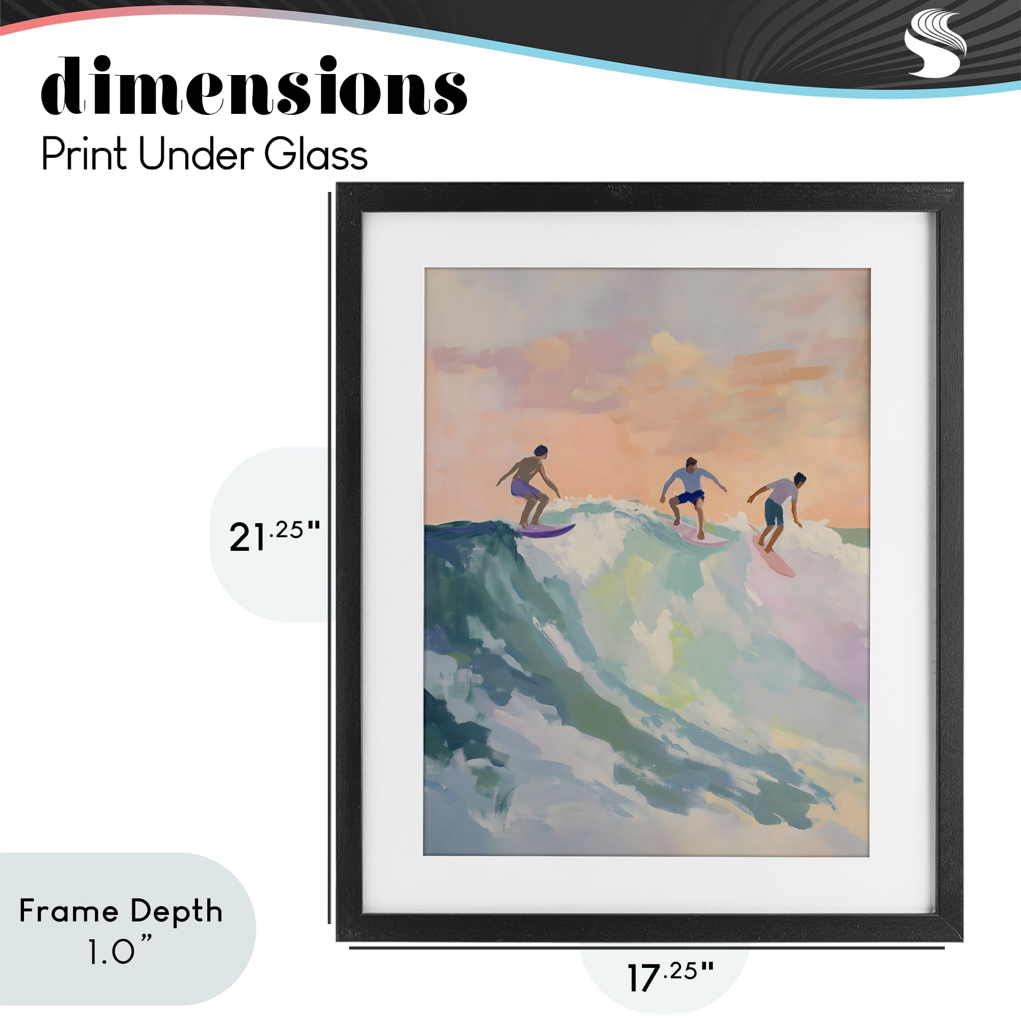 Stupell Industries Group of Surfers at Sunset Black Framed Print Under Glass, design by The Prints Vibe