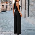 thumbnail image 4 of ABATAB Summer Jumpsuits for Women Dressy Casual One Piece Outfits Halter Sleeveless Wide Leg Long Pants Party Clubwear Rompers, 4 of 4