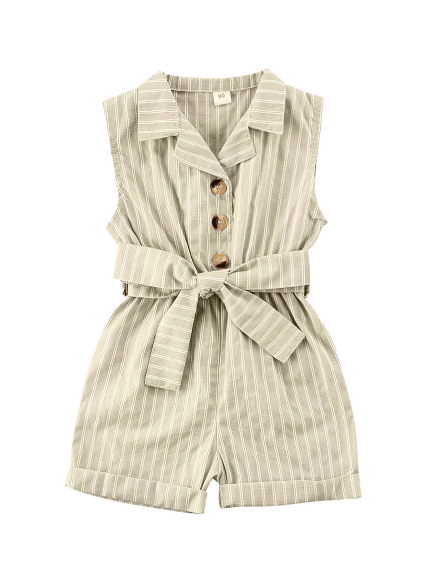 White Turn-down Collar Romper Sweet Lady Sleeveless Bodysuit for Baby Girls