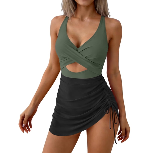 Traje de baño de una pieza para mujer, traje de baño de color liso con bloques de color para mujer, traje de baño de moda playera para mujer, trajes de baño de una pieza para mujer, trajes de baño par