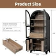 thumbnail image 3 of LUMAMIN Arched Bookcase, 71" Farmhouse Bookshelf Display Cabinet with Door Shelves, Adjustable Shelves, Hidden Drawer & Glass Door, Black, 3 of 9