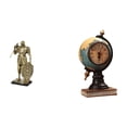 thumbnail image 1 of Figura de escritorio con estatua de caballero, globo terráqueo y reloj de mesa. Escultura de resina ideal para la decoración del hogar, la oficina, el, 1 of 8