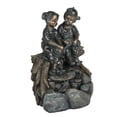 thumbnail image 5 of LuxenHome Resin Bronze Children and Dog Outdoor Fountain with LED Light, 5 of 5