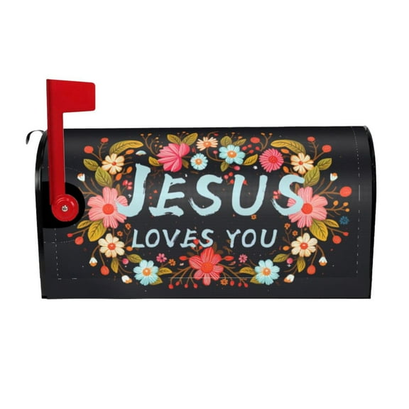 PHELIKA Jesus Loves You Christian Monogram 03 Magnetic Mailbox Covers Standard Size 21"H x 18"W