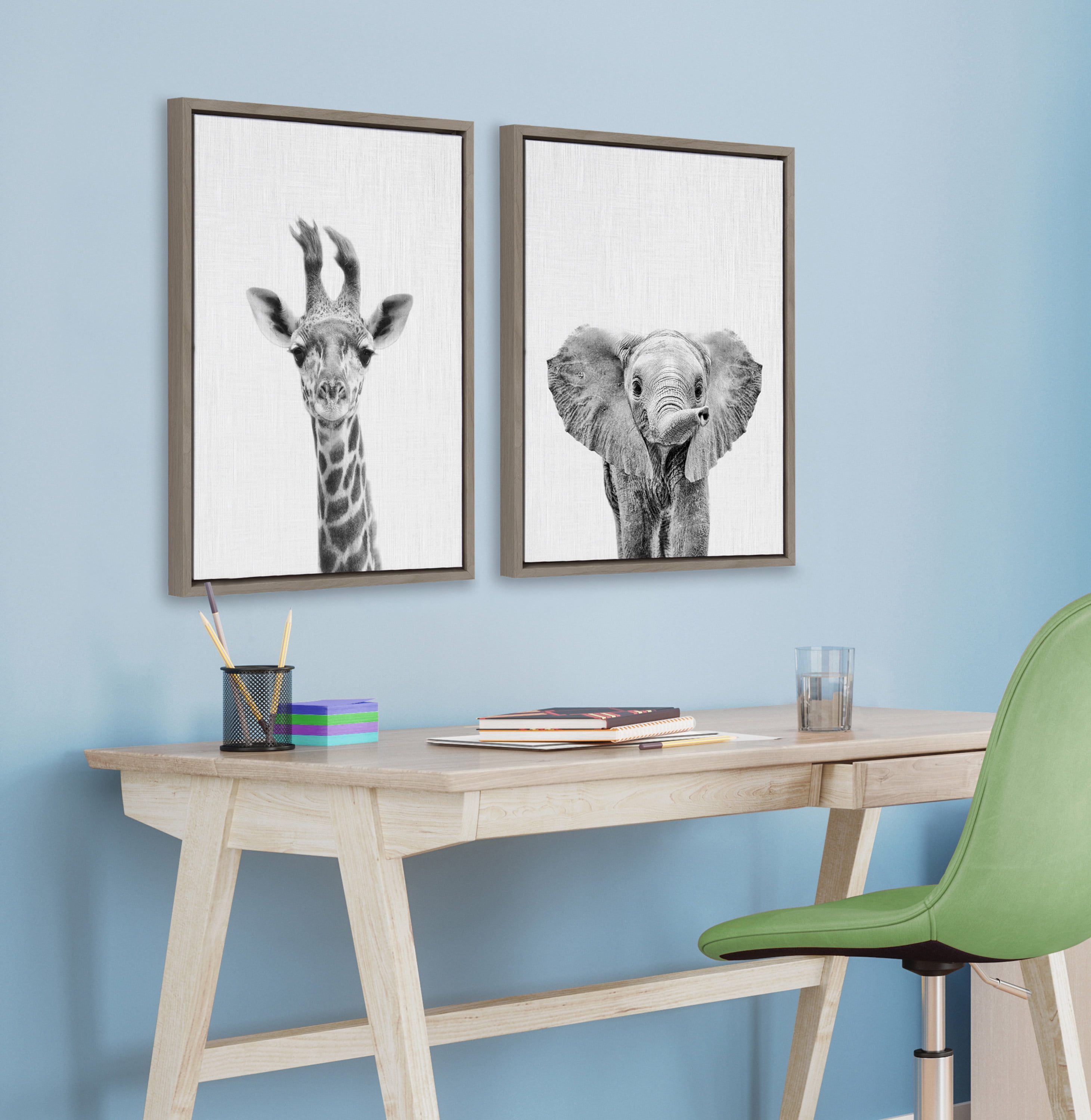 Kate and Laurel Animals/Insects Framed Canvas Art Prints, 18 in x 24 in, 2-Pieces, by Simon Te Of Tai
