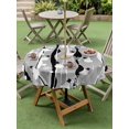thumbnail image 3 of Outdoor Tablecloth with Umbrella Hole and Zipper, Grey Black Christmas Round Table Cloth 54 Inch Waterproof Tablecloth, Xmas Snowman Snowflake Picnic Table Cover for Patio Camping, 3 of 7