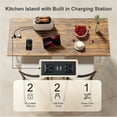 thumbnail image 2 of Nordee 59" Extra Large Kitchen Island with Power Outlet, Drop Leaf &Tra Trash Can Storage, White, 2 of 6
