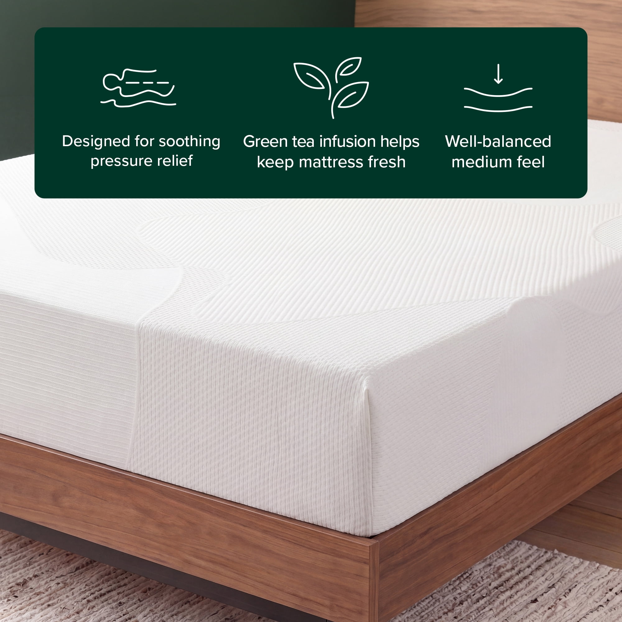 Zinus Spa Sensations 8" Full Memory Foam Mattress in a Box with Green Tea Infusions and Pressure Relief