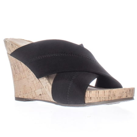 wedge sandals slide aerosoles elastic plush strap cross womens