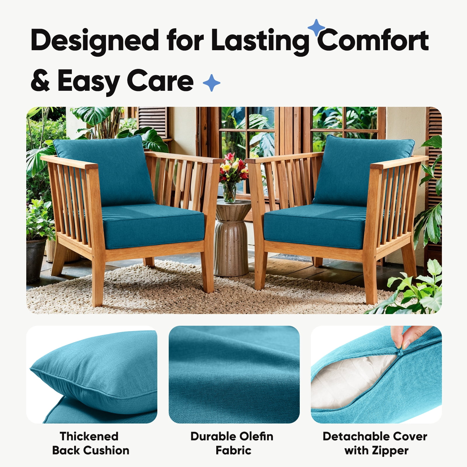 Giantfurnni Luxury Outdoor Deep Seat Cushion 22 X 24 X 6 inch Replacement Cushions for Patio Furniture, Dark Green