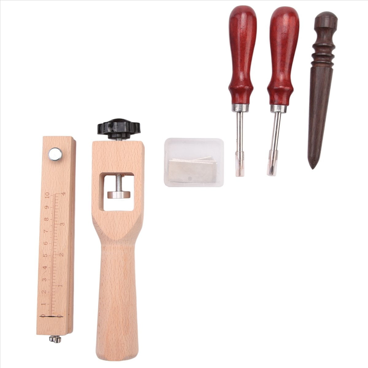 4Pieces Leather Strap Cutter Adjustable Leather Strip Cutter Strap Cutter Sets with Polished Tools for DIY Craft Cutting