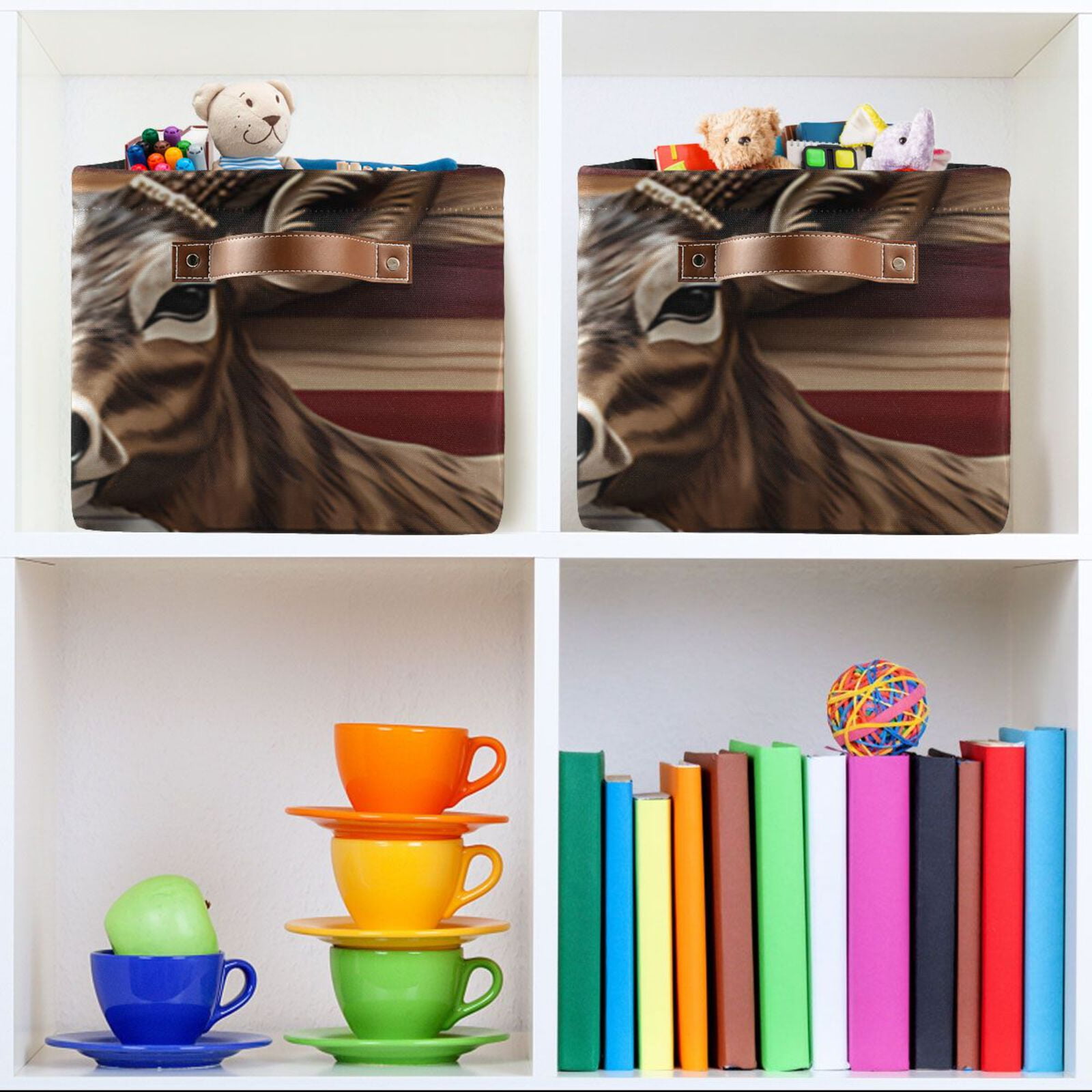 American Flag Deer Storage Bins Baskets With Handles Storage Box Clothes Organizer Organization Toys