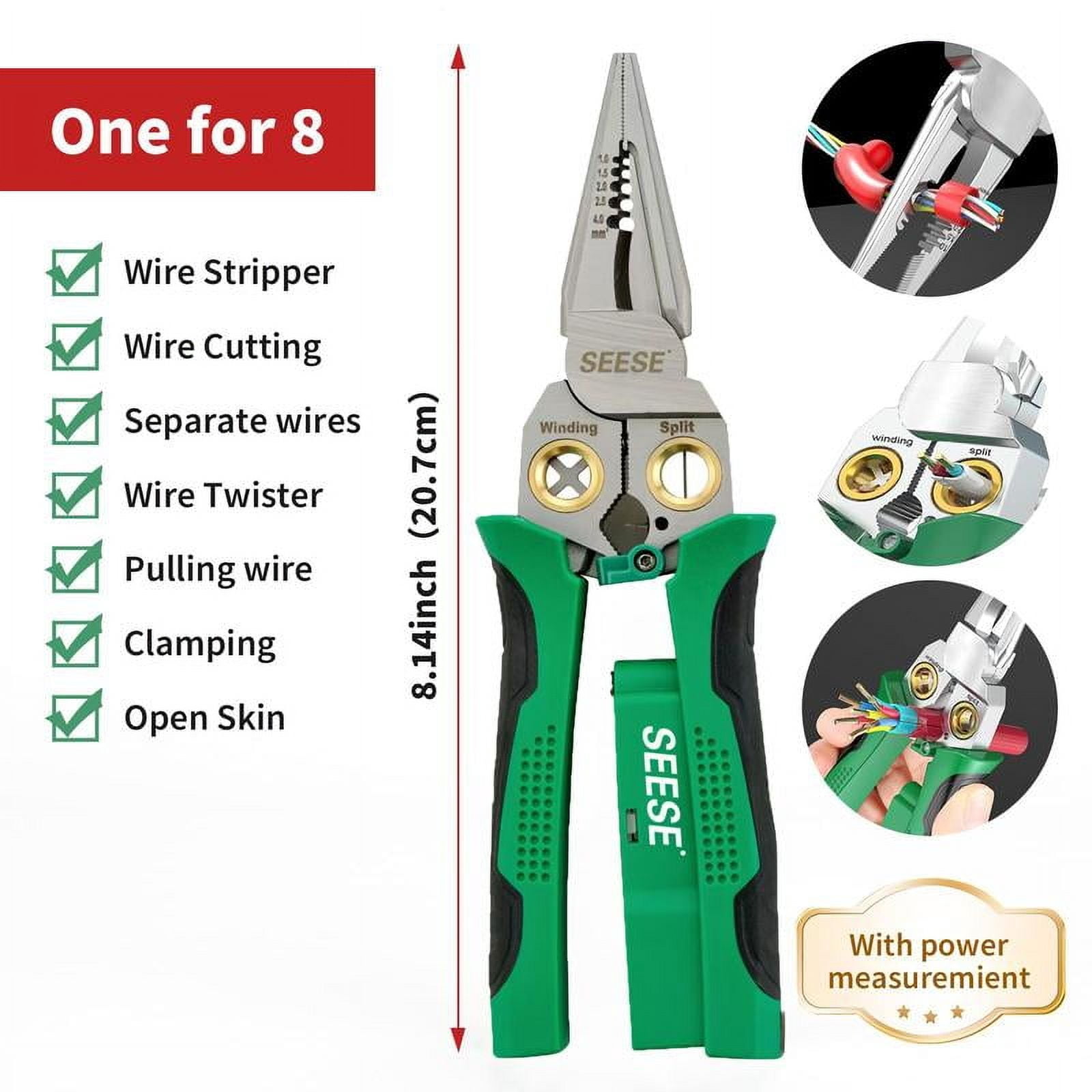 8-in-1 Wire Stripper Twister for Cutting and Pulling Wires, Cable Scissors,Voltage Tester Pliers, 12V to 250V Live,Null,Hot Wire Judgment AC DC Springtok,DIY Wiring,Home Electrical Repairs