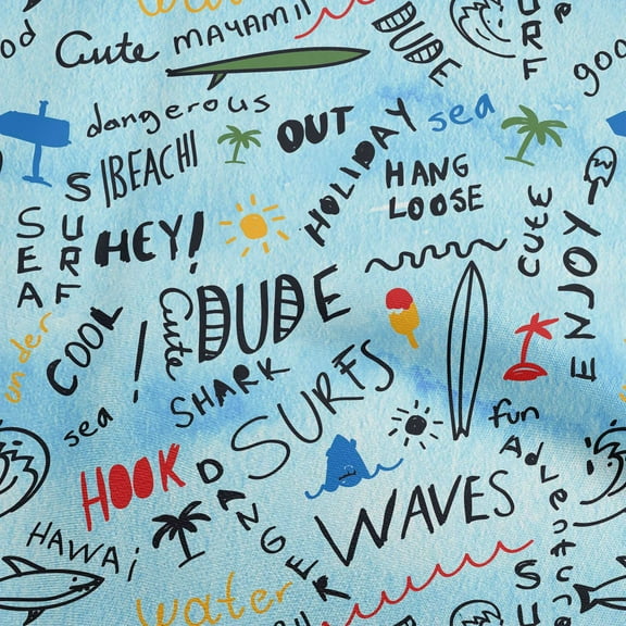 oneOone Polyester Spandex Light Blue Fabric Beach Dress Material Fabric Print Fabric By The Yard 56 Inch Wide