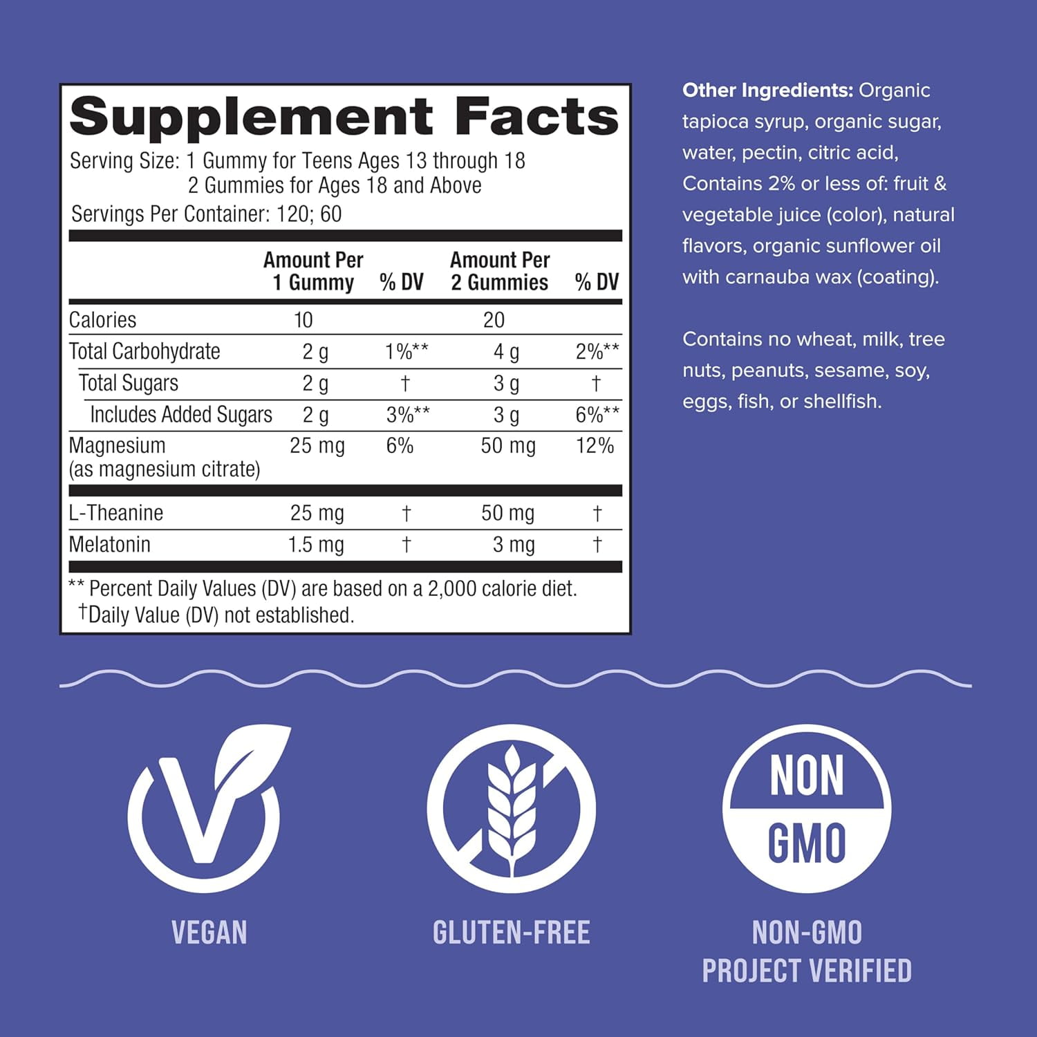 Calm Magnesium Supplement Gummies | Blueberry Pomegranate | 120 Count for Men and Women | by Natural Vitality