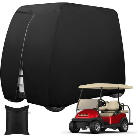 Sentryse 4 Passenger Golf Cart Cover, Waterproof Outdoor 4 Seat Club Car Cover, Fit for Golf Cart up to 112 inch, Black