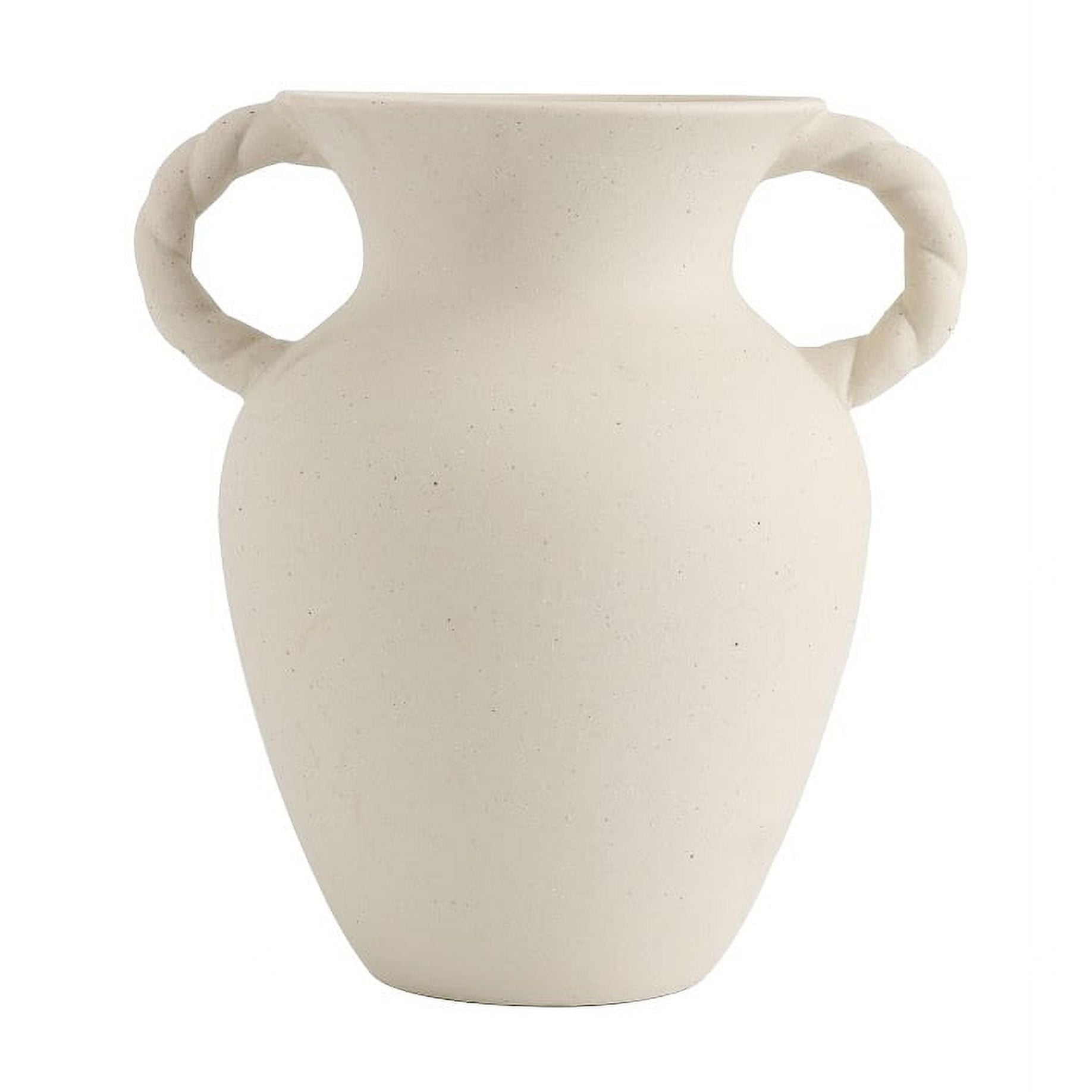Home Decor Collection Sterling & Noble Home Off-White Ceramic Tabletop Vase with Knotted Design Handle, 10.87" Tall