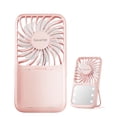 thumbnail image 1 of Miniventilador portátil Gaiatop de 3 velocidades con espejo de maquillaje y LED, color rosa, 1 of 7