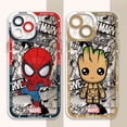 thumbnail image 2 of Funda de teléfono para iPhone SE, 15 Plus, 11, 13 Pro Max, X, XS, XR, 7, 6s, 14 Pro, 12 Mini, 8, TPU suave transparente, Marvel, Spider Man, Groot, 2 of 5