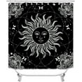 thumbnail image 2 of 4PCS Celestial Shower Curtain Sets with Rugs, Waterproof Fabric Black Shower Curtain, Sun and Moon Witch Hand Astrology Mandala Gothic Witchy Zodiac Mystic Boho Constellation Bathroom Decor, 2 of 7