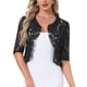 thumbnail image 1 of INSPIRE CHIC Chaqueta Bolero Ligera de Manga Corta con Volantes de Encaje Floral para Mujeres XS Negra, 1 of 6
