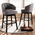 thumbnail image 6 of Baxton Studio Theron Transitional Gray Fabric Upholstered Wood Swivel Bar Stool Set of 2, 6 of 7