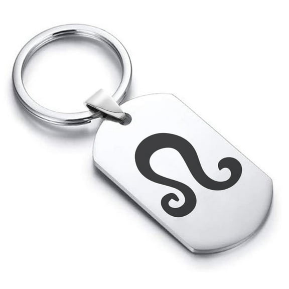 Stainless Steel Leo Zodiac Sign (Lion) Dog Tag Keychain Circle Ring