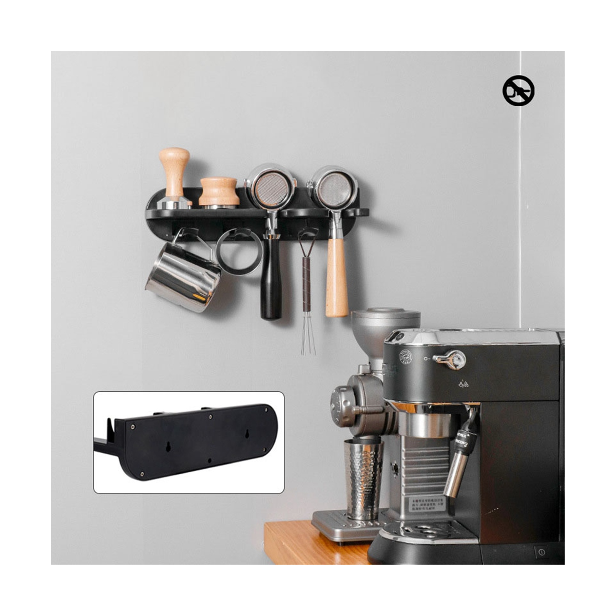 CAFEMASY Espresso Portafilter Wall Mount Holder Espresso Machine  Accessories Barista Tools Pack of 2pcs Durable ABS Coffee Portafilter Rack  for