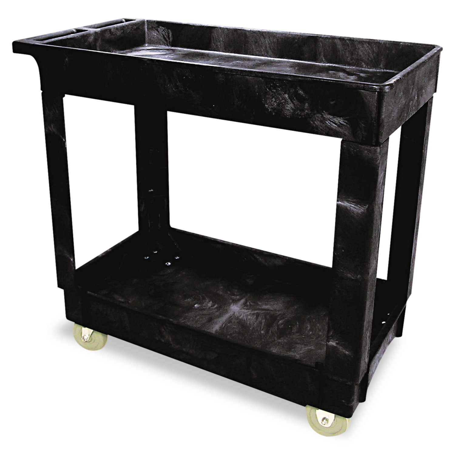 Rubbermaid Commercial Prod. Service/utility Cart, Two-shelf, 34.13w X 17.38d X 32.38h, Black