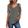 thumbnail image 5 of Starybirds Women's Cold Shoulder Tops Plus Size Summer Blouse Gray xxl, 5 of 5