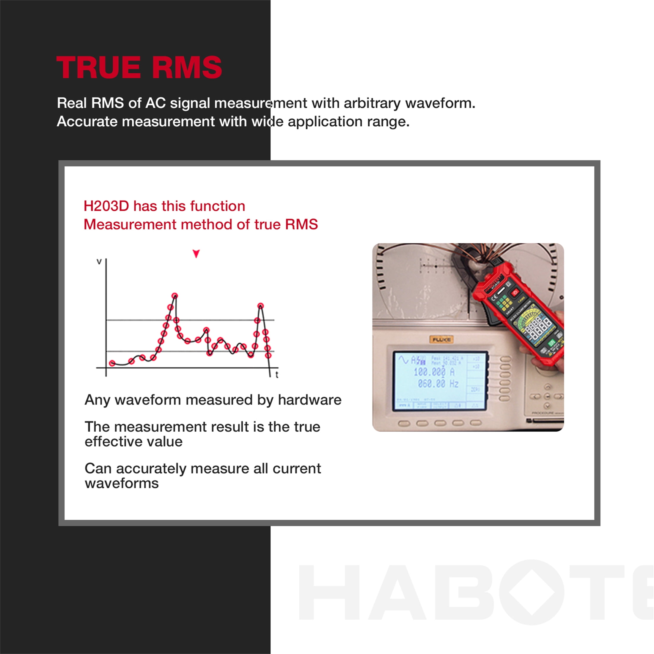 HABOTEST HT203D Digital Clamp Meter Multimeter,6000 Counts, Data Retention，Auto-ranging Amp Voltage Tester for Measuring Voltage, Current,NCV Clamp Multimeter