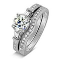 thumbnail image 3 of Antique 2.00 Carat Round Moissanite Wedding Ring Set with Baguette Moissanite for Her in White Gold, 3 of 3