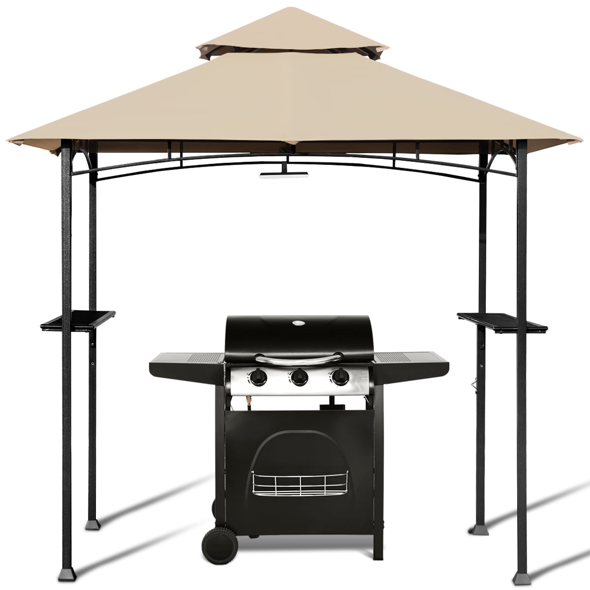 Patiojoy 8' x 5' Outdoor Patio Barbecue Grill Gazebo 2-Tier BBQ tent with LED Lights