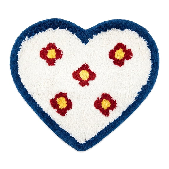 Unique Bargains Small Heart Rug Non-Slip Soft Shaggy Faux Fur Area Rug 19" x 16" Blue Red