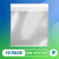 thumbnail image 3 of Clear Bubble Out Bags, 12 x 11.5 Inches. 10 Pack Self Seal Bubble Pouches. Polyethylene Clear Bubble Bags for Packing. Waterproof Clear Bubble Out Pouches for Fragile Things, 3 of 8